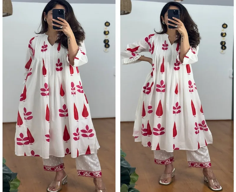 Office Wear Hand Block Printed Kurta Sets